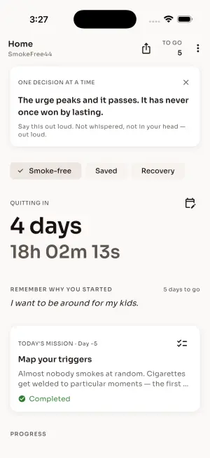 SmokeFree44 — Quit-day countdown